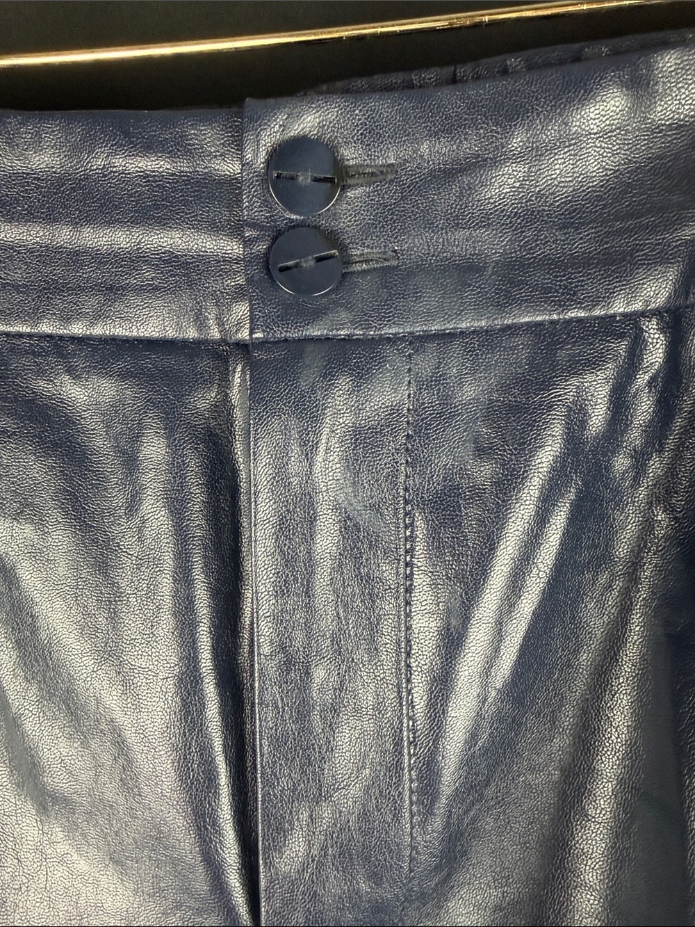 Chico’s Navy Faux Leather Wide Leg Ankle Pants Size 3.5 (18R) - Picture 6 of 9